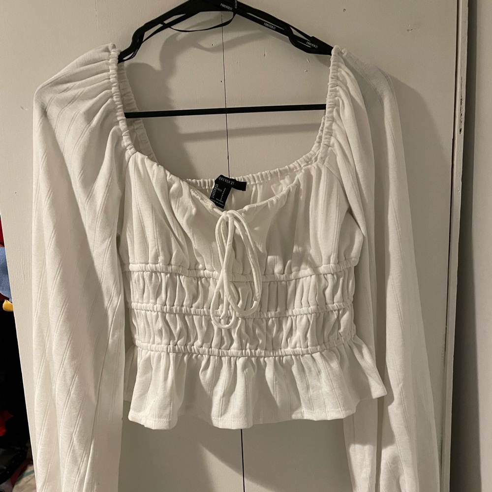 Small white Forever 21 long sleeve top